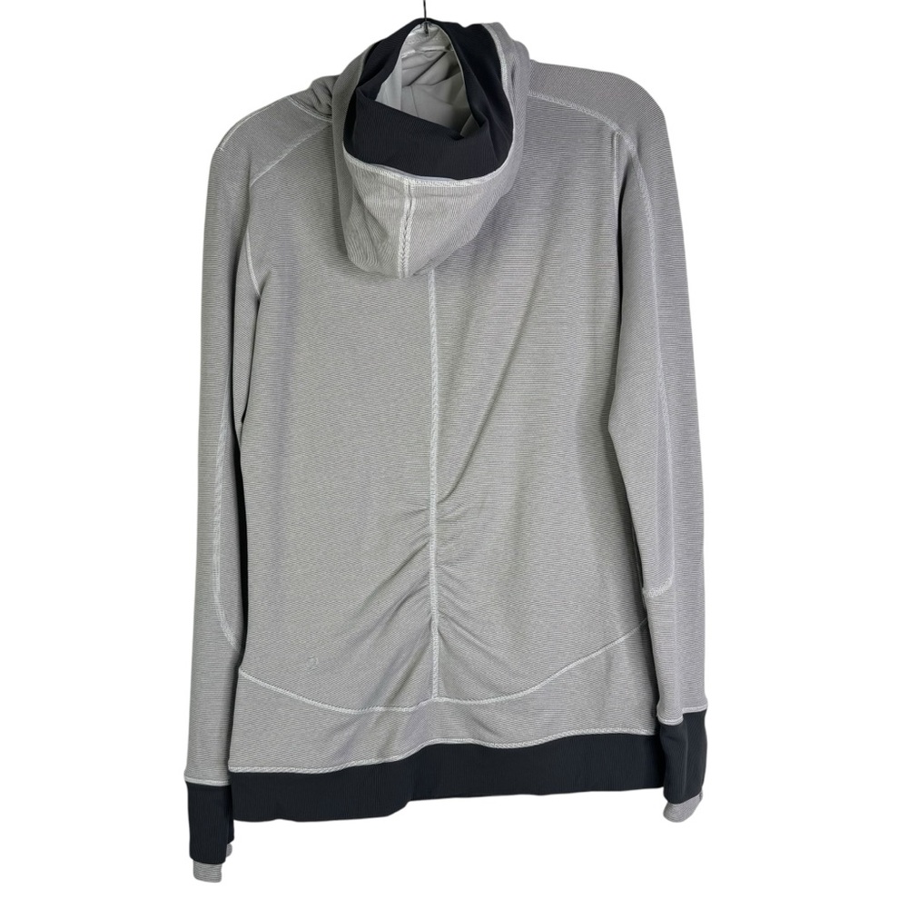 Lululemon Base Runner Hoodie Workout Wee Stripe White Heathered Medium Grey 8 - Picture 7 of 13